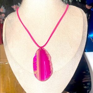 Pink dragon vein Agate Pendant Necklace